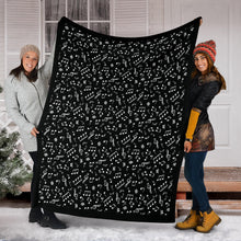 Load image into Gallery viewer, Black and White Music Notes Pattern Fleece Throw Blanket