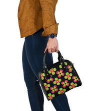 Load image into Gallery viewer, Black With Retro Flower Pattern Handbag Purse