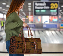 Load image into Gallery viewer, Animal Print Patchwork Travel Bag Duffel Bag Luggage With Tiger Striped Sides