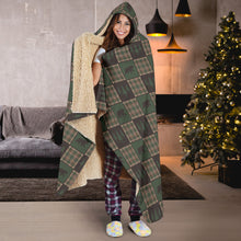 Load image into Gallery viewer, Brown and Green Plaid With Bears Patchwork Hooded Blanket