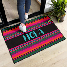 Load image into Gallery viewer, Hola Door Mat Black With Colorful Serape Pattern