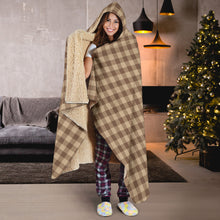 Load image into Gallery viewer, Brown and Beige Buffalo Plaid Hooded Blanket With Tan Sherpa Lining