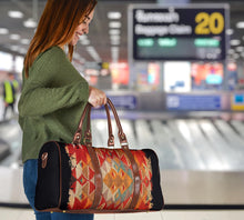 Load image into Gallery viewer, Abstract Tribal Travel Bag Duffel With Black Faux Leather Handles