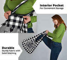 Load image into Gallery viewer, Black and White Buffalo Plaid Farmers Market Grocery Bags 3 Pack