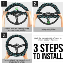 Load image into Gallery viewer, Turquoise Tribal Cactus Steering Wheel Cover