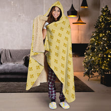 Load image into Gallery viewer, Golden Fleur De Lis Pattern Hooded Sherpa Lined Blanket