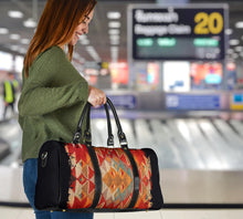 Load image into Gallery viewer, Abstract Tribal Travel Bag Duffel With Black Faux Leather Handles