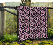 Load image into Gallery viewer, Black Pink and Purple Orchid Flower Pattern Quilt