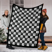 Load image into Gallery viewer, Black and White Music Notes Checkered Pattern Fleece Throw Blanket