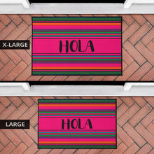 Load image into Gallery viewer, Hola Door Mat Black With Colorful Serape Pattern