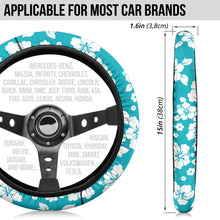 Load image into Gallery viewer, Teal Hibiscus Flower Steering Wheel Cover