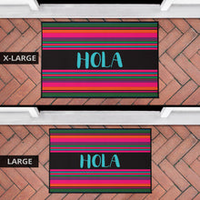 Load image into Gallery viewer, Hola Door Mat Black With Colorful Serape Pattern