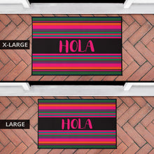 Load image into Gallery viewer, Hola Doormat Hot Pink and Black With Colorful Serape Pattern