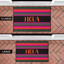 Load image into Gallery viewer, Hola Door Mat Black With Colorful Serape Pattern