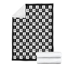 Load image into Gallery viewer, Black and White Music Notes Checkered Pattern Fleece Throw Blanket
