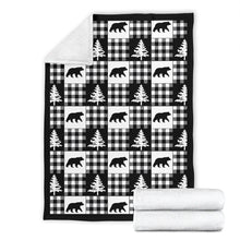 Load image into Gallery viewer, Black and White Buffalo Plaid Fleece Throw Blanket Country Lodge Pattern