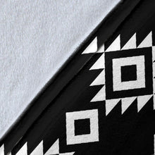 Load image into Gallery viewer, Black and White Ethnic Tribal Pattern Fleece Throw Blanket