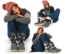 Load image into Gallery viewer, Buffalo Plaid Color Block Fur Lined Snow Boots Black and White Winter Boots