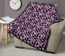 Load image into Gallery viewer, Black Pink and Purple Orchid Flower Pattern Quilt