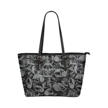 Load image into Gallery viewer, Gray Skull and Black Vegan Leather Tote Bag Shoulder Bag Purse