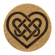 Load image into Gallery viewer, Celtic Knotwork Irish Heart Cork Coaster Set of 4