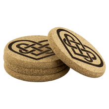 Load image into Gallery viewer, Celtic Knotwork Irish Heart Cork Coaster Set of 4
