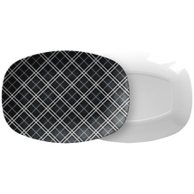 Load image into Gallery viewer, Gray and White Plaid Serving Platter 10" x 14" party snack tray