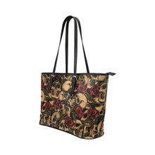Load image into Gallery viewer, Skulls and Roses Old School Tattoo Style Vegan leather Tote Bag Shoulder Purse