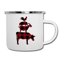 Load image into Gallery viewer, Red Buffalo Plaid Farm Animals Camper Mug Enamel - white