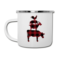 Load image into Gallery viewer, Red Buffalo Plaid Farm Animals Camper Mug Enamel - white