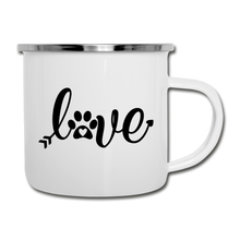 Load image into Gallery viewer, Love With Paw Print White Enamel Camper Mug - white