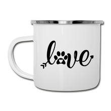 Load image into Gallery viewer, Love With Paw Print White Enamel Camper Mug - white
