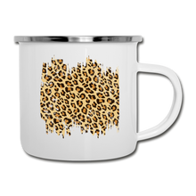 Load image into Gallery viewer, Distressed Leopard Print on White Enamel Camping Mug Cup - white