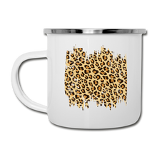 Load image into Gallery viewer, Distressed Leopard Print on White Enamel Camping Mug Cup - white
