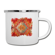 Load image into Gallery viewer, Ethnic Boho Design on White Enamel Camping Mug - white