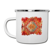 Load image into Gallery viewer, Ethnic Boho Design on White Enamel Camping Mug - white