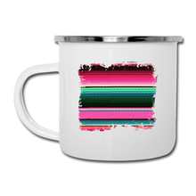Load image into Gallery viewer, Colorful Serape Design on White Enamel Camping Mug - white