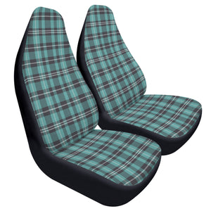 Turquoise Plaid Car Seat Covers (2 Pcs)