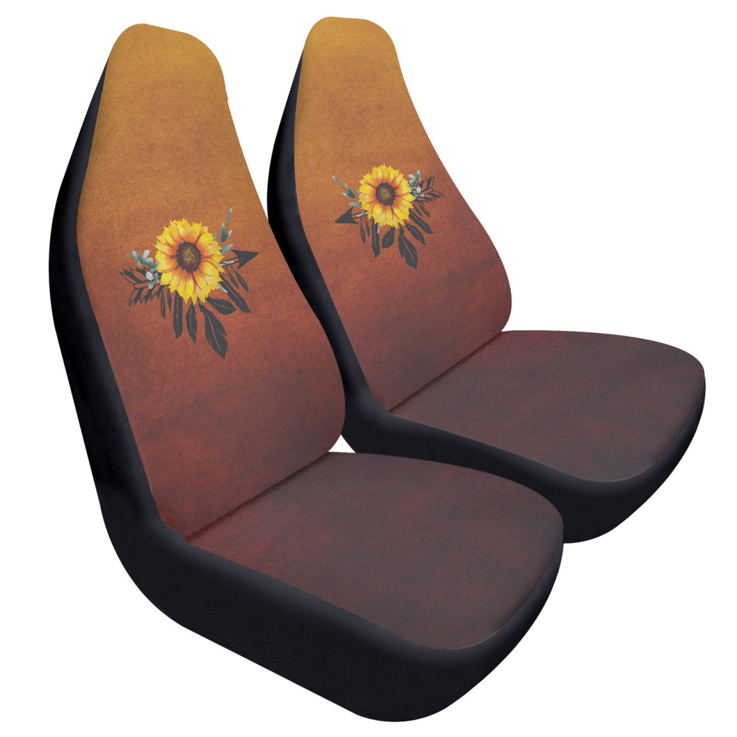 Burnt Orange Sunflower Car Seat Covers (2 Pcs)