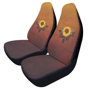 Burnt Orange Sunflower Car Seat Covers (2 Pcs)