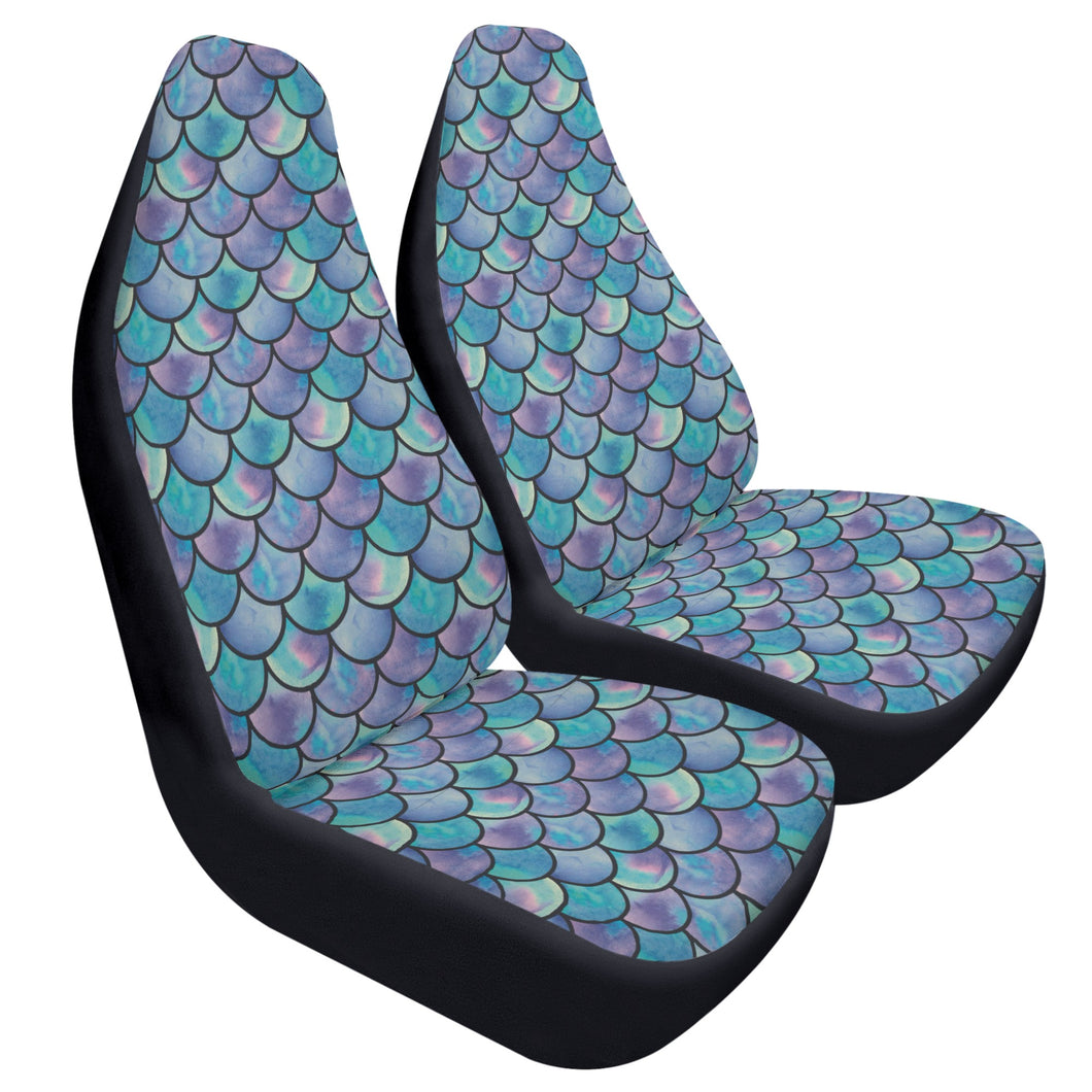 Teal Purple Mermaid Scale Car Seat Covers (2 Pcs)