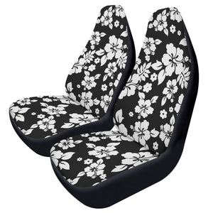 Black and White Hibiscus Car Seat Covers (2 Pcs)