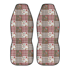 Mushroom plaid patchwork Car Seat Covers (2 Pcs)