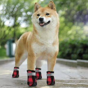 Red Buffalo Plaid Non Slip Dog Socks