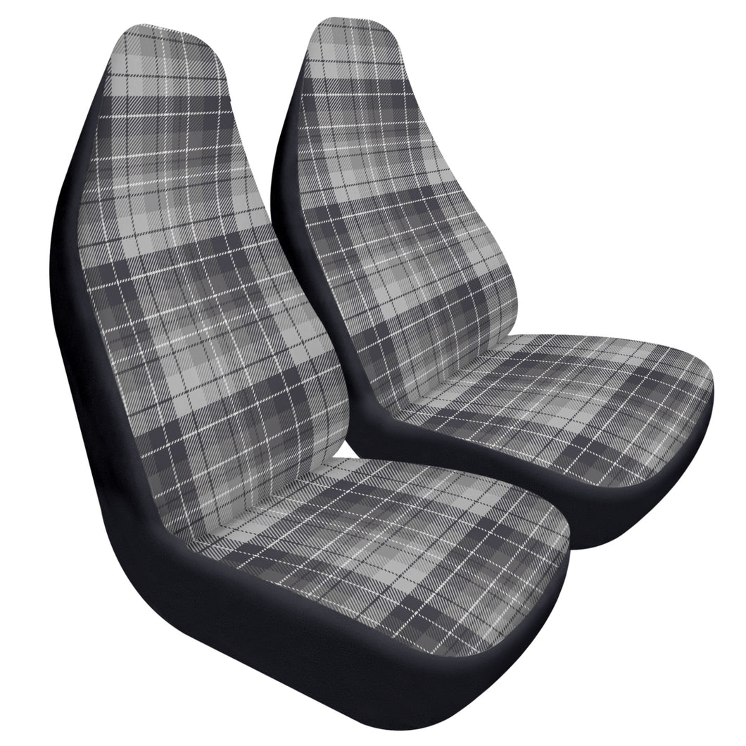 Gray Black and White Tartan Plaid Car Seat Covers (2 Pcs)