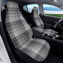 Load image into Gallery viewer, Gray Black and White Tartan Plaid Car Seat Covers (2 Pcs)

