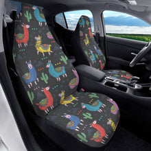 Load image into Gallery viewer, Black Colorful Llama Front Car Seat Covers
