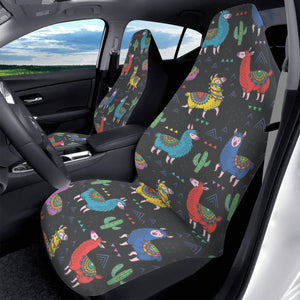 Black Colorful Llama Front Car Seat Covers