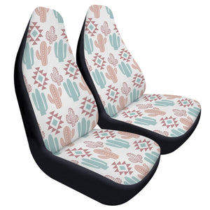 Pastel Cactus Car Seat Covers White