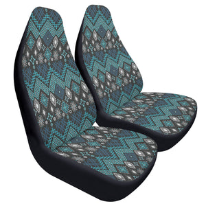 Blue Teal Ethnic Car Seat Covers Set of 2